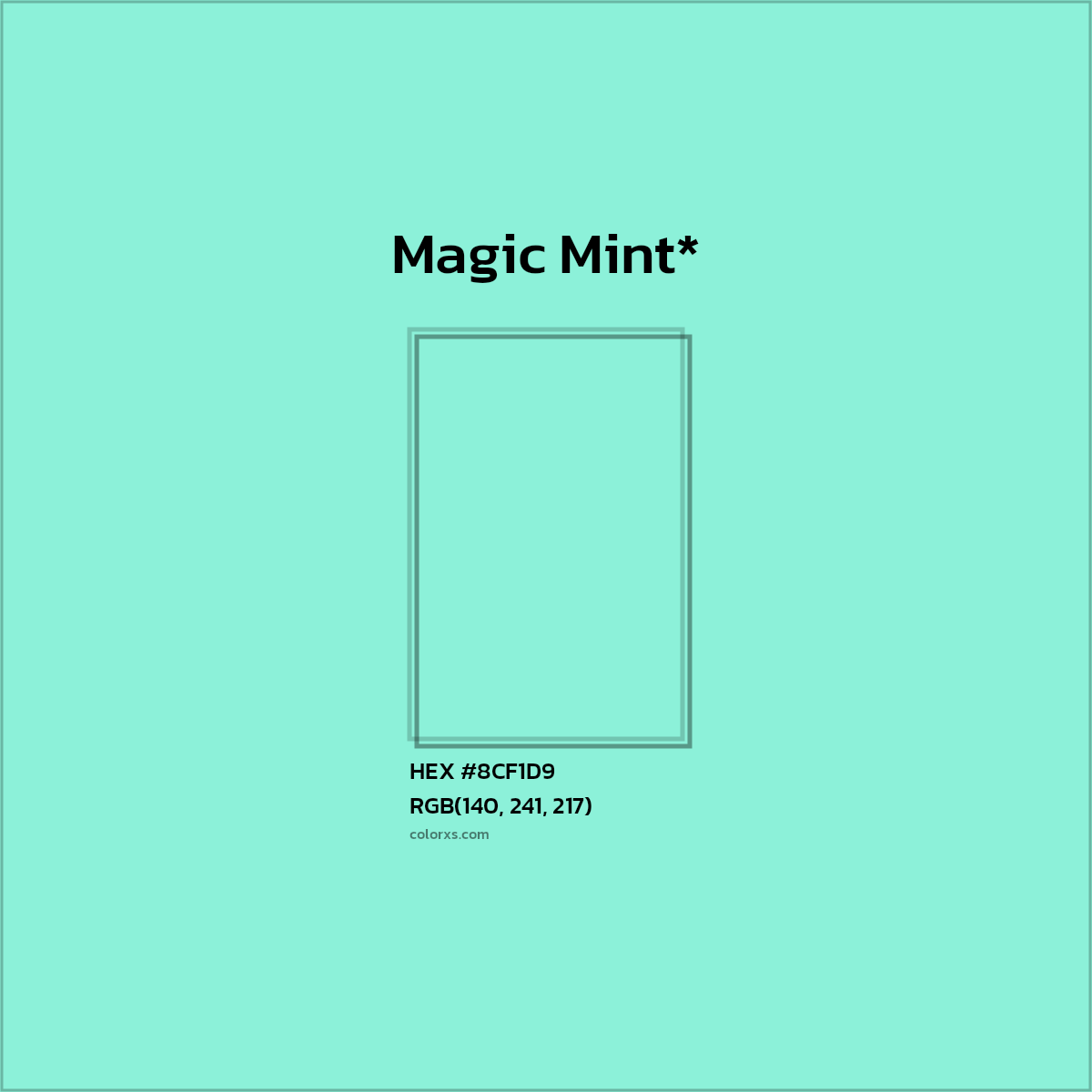 #8CF1D9 hex color. RGB, RYB, CMYK, HSL, HSV codes and color conversions. Matching color names, palettes, paints.