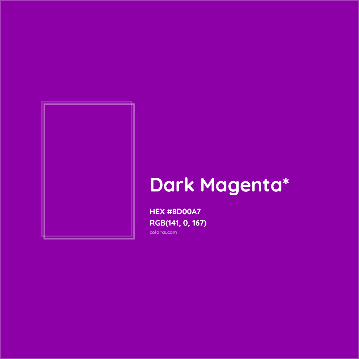 #8D00A7 hex color. RGB, RYB, CMYK, HSL, HSV codes and color conversions. Matching color names, palettes, paints.