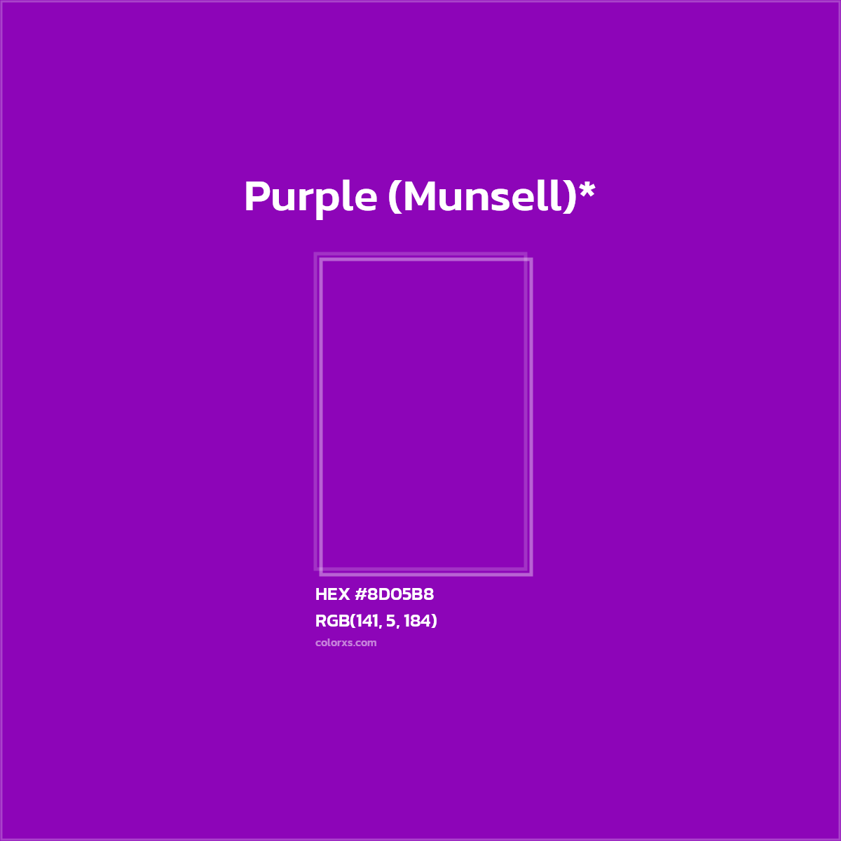 #8D05B8 hex color. RGB, RYB, CMYK, HSL, HSV codes and color conversions. Matching color names, palettes, paints.
