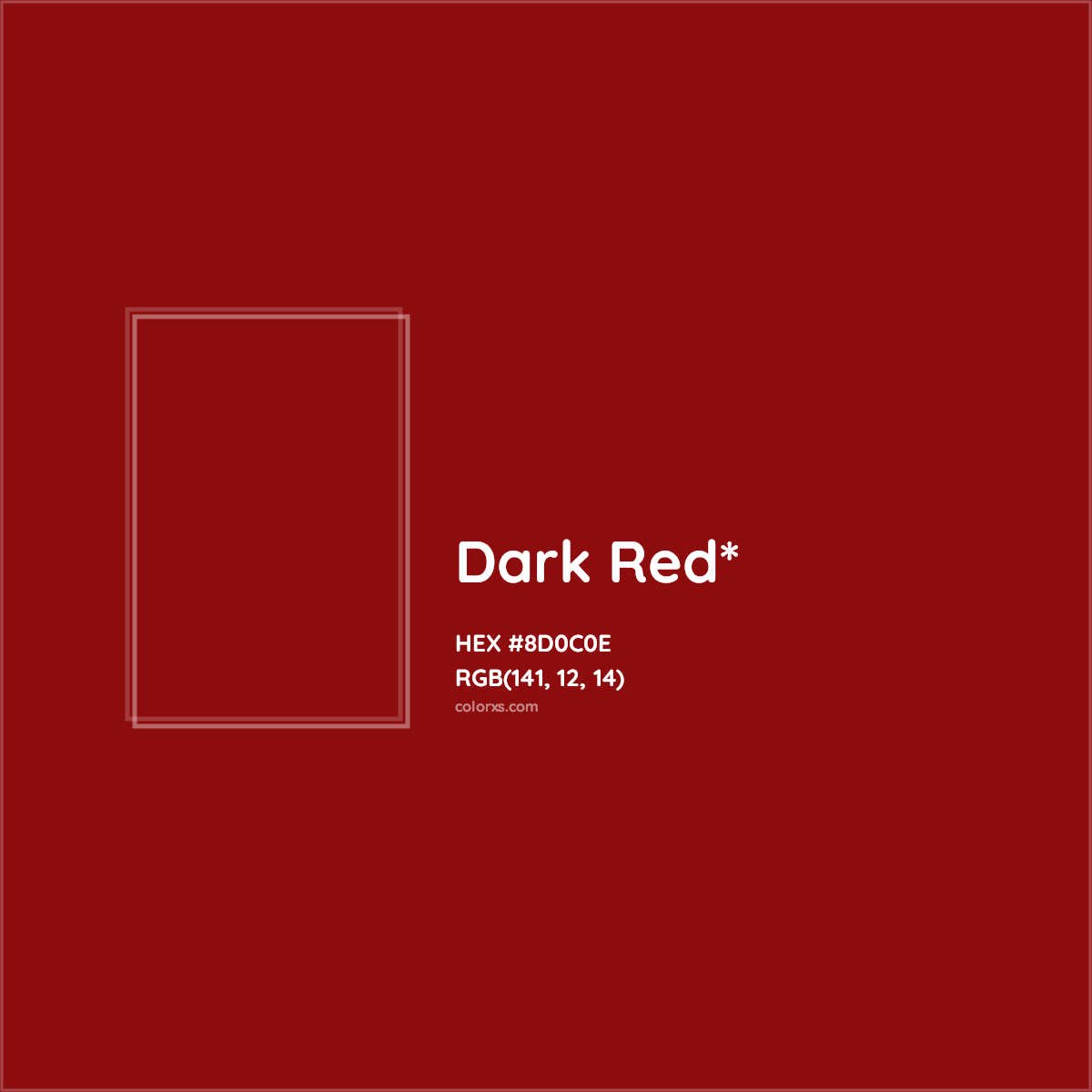 #8D0C0E hex color. RGB, RYB, CMYK, HSL, HSV codes and color conversions. Matching color names, palettes, paints.