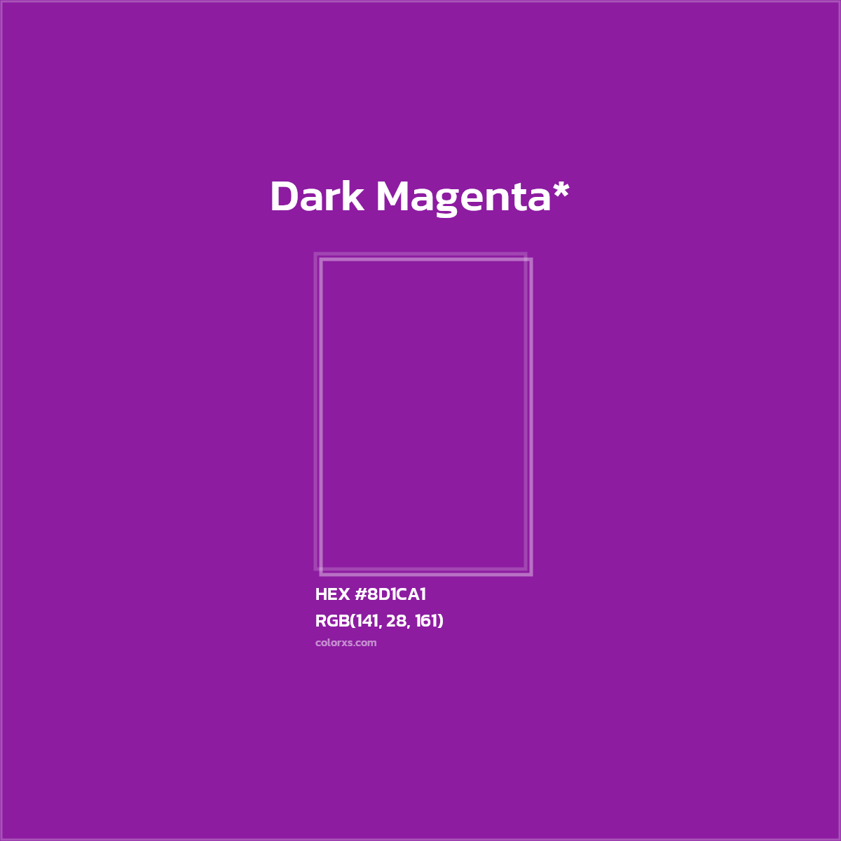 #8D1CA1 hex color. RGB, RYB, CMYK, HSL, HSV codes and color conversions. Matching color names, palettes, paints.
