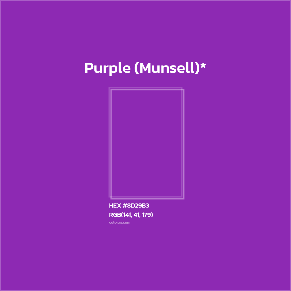 #8D29B3 hex color. RGB, RYB, CMYK, HSL, HSV codes and color conversions. Matching color names, palettes, paints.