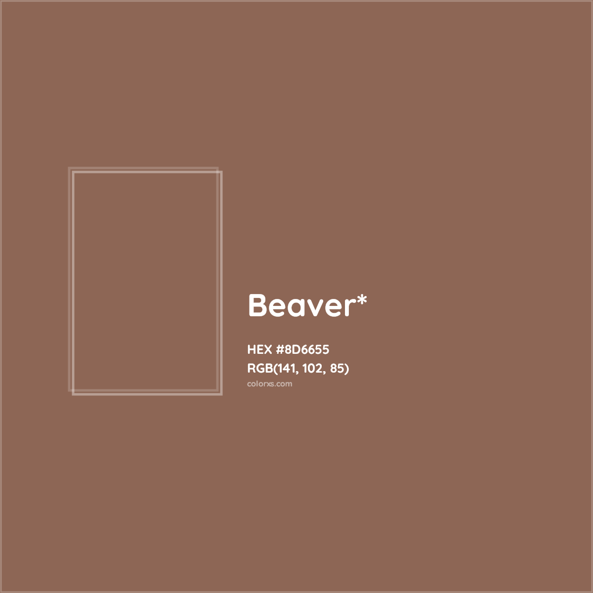 #8D6655 hex color. RGB, RYB, CMYK, HSL, HSV codes and color conversions. Matching color names, palettes, paints.