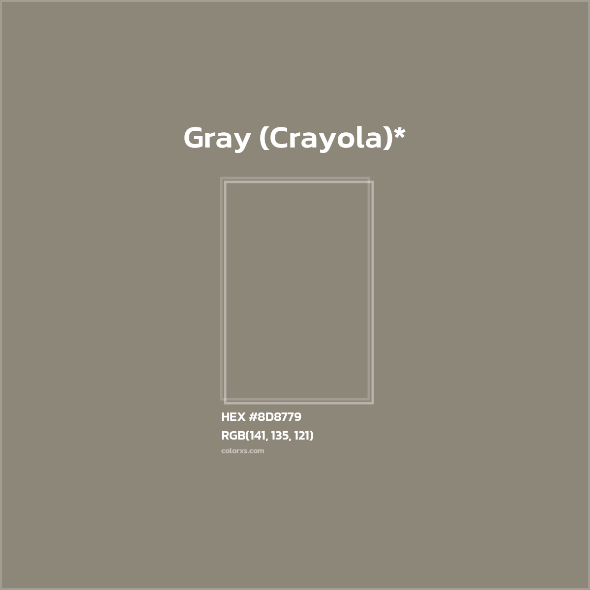 #8D8779 hex color. RGB, RYB, CMYK, HSL, HSV codes and color conversions. Matching color names, palettes, paints.