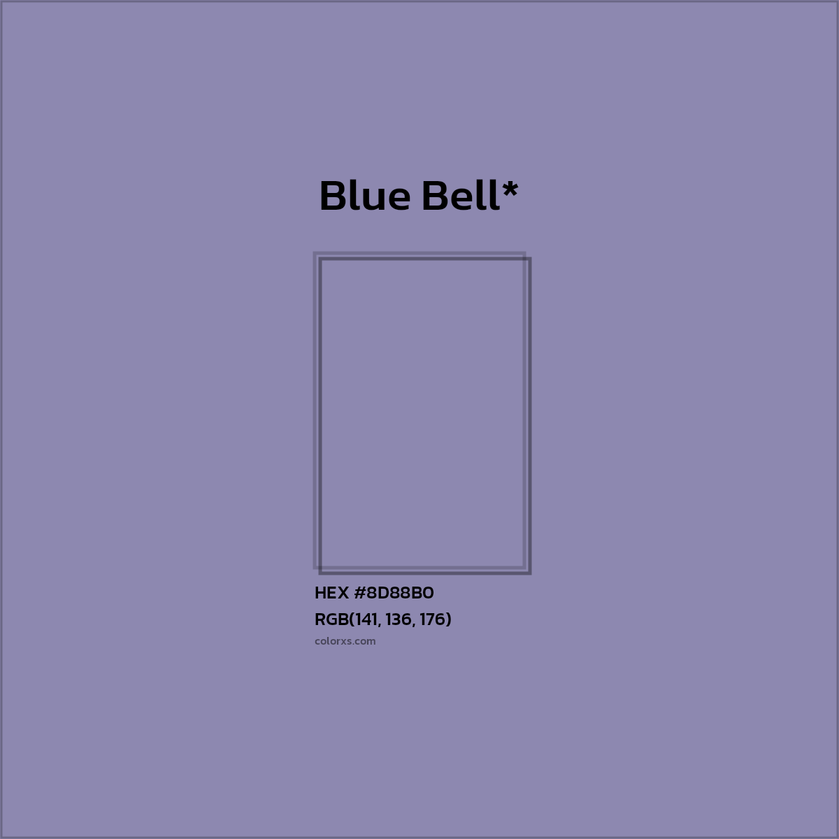 #8D88B0 hex color. RGB, RYB, CMYK, HSL, HSV codes and color conversions. Matching color names, palettes, paints.