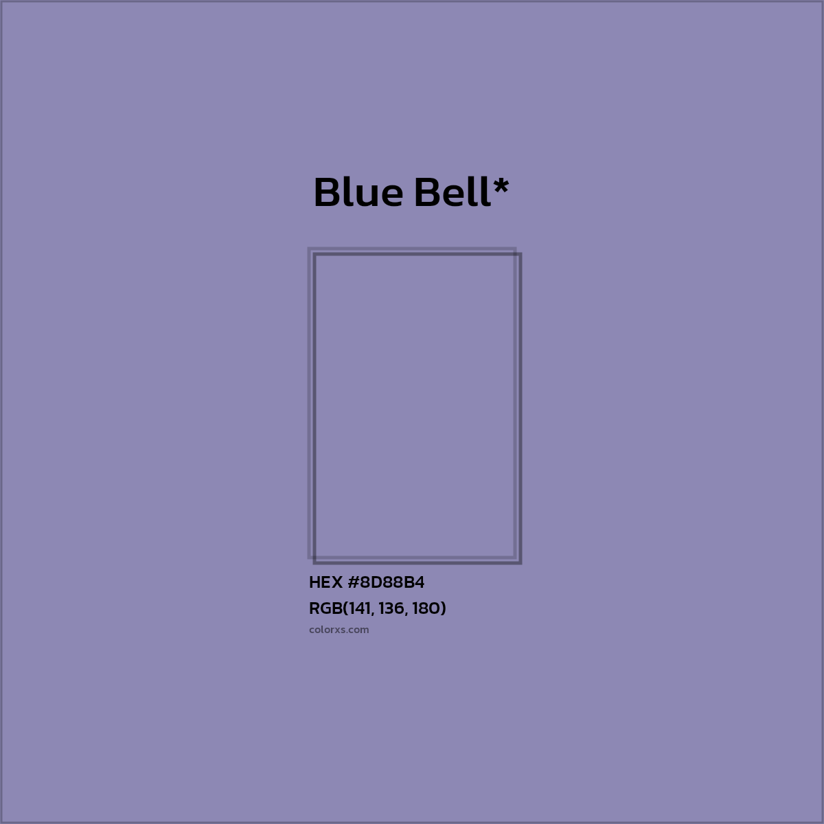 #8D88B4 hex color. RGB, RYB, CMYK, HSL, HSV codes and color conversions. Matching color names, palettes, paints.