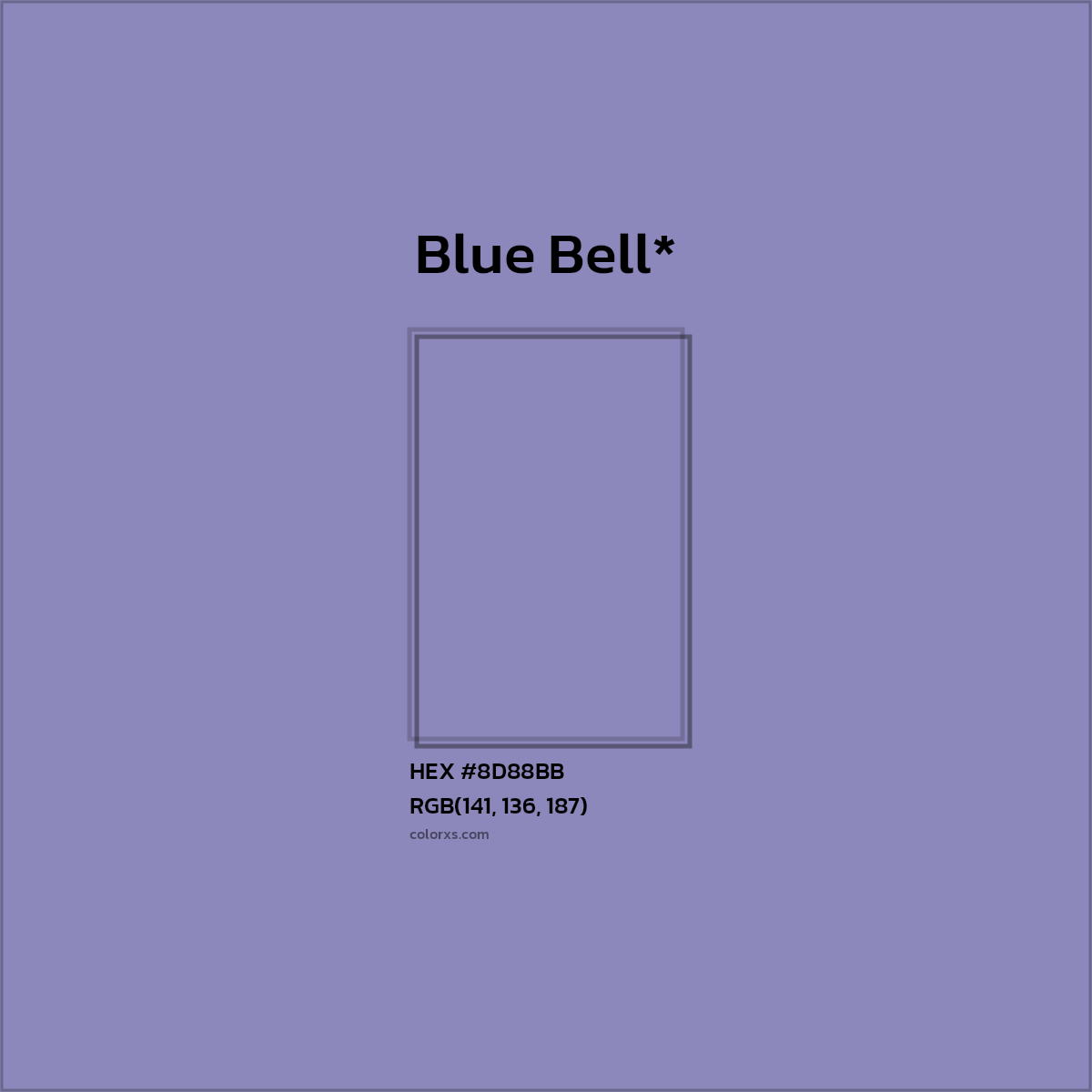 #8D88BB hex color. RGB, RYB, CMYK, HSL, HSV codes and color conversions. Matching color names, palettes, paints.