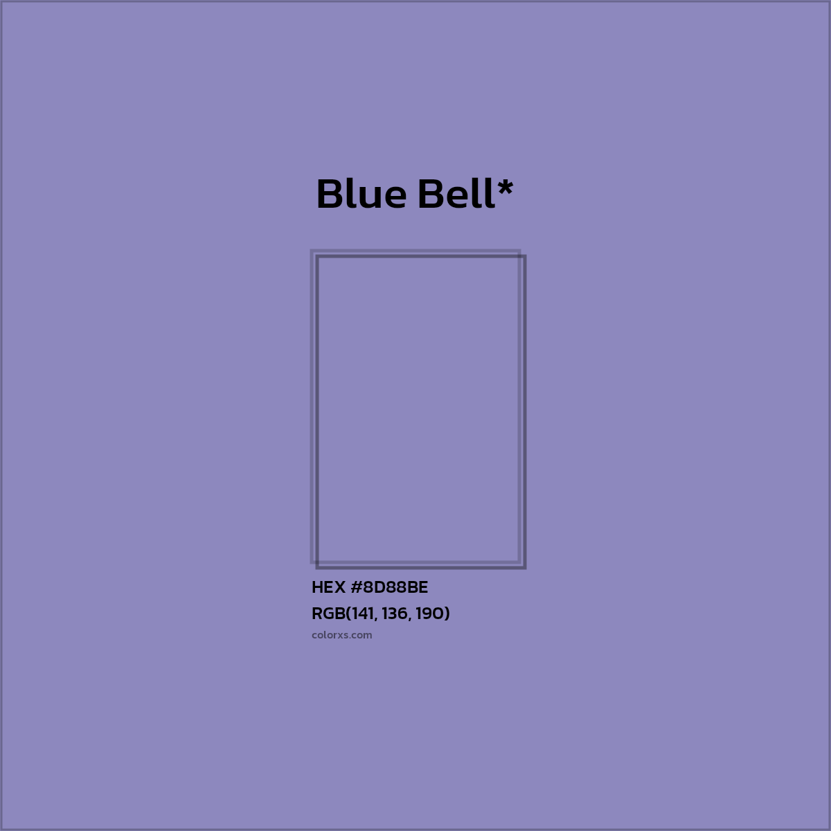 #8D88BE hex color. RGB, RYB, CMYK, HSL, HSV codes and color conversions. Matching color names, palettes, paints.