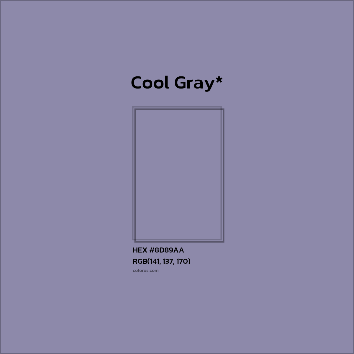 #8D89AA hex color. RGB, RYB, CMYK, HSL, HSV codes and color conversions. Matching color names, palettes, paints.