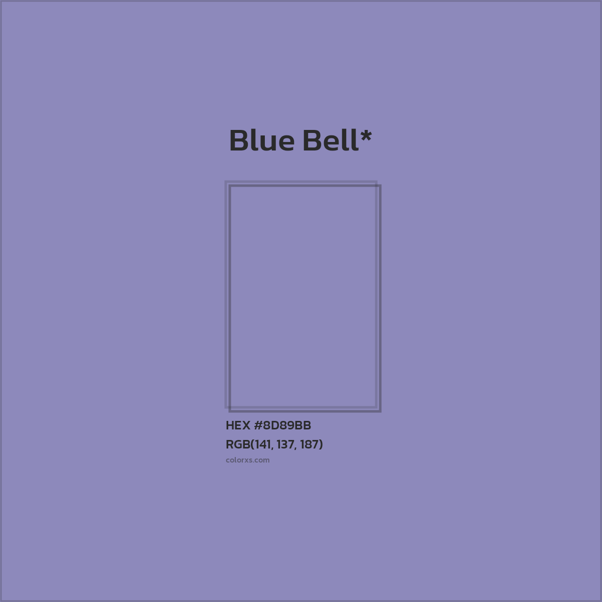 #8D89BB hex color. RGB, RYB, CMYK, HSL, HSV codes and color conversions. Matching color names, palettes, paints.