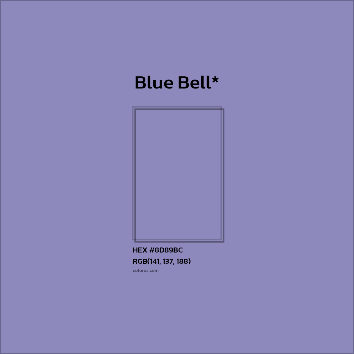 #8D89BC hex color. RGB, RYB, CMYK, HSL, HSV codes and color conversions. Matching color names, palettes, paints.