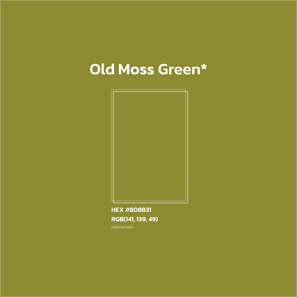 #8D8B31 hex color. RGB, RYB, CMYK, HSL, HSV codes and color conversions. Matching color names, palettes, paints.