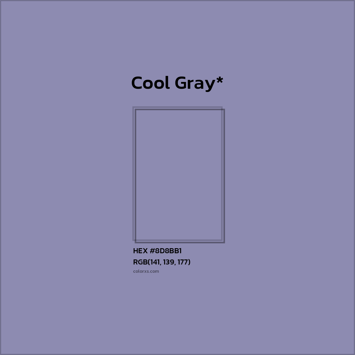#8D8BB1 hex color. RGB, RYB, CMYK, HSL, HSV codes and color conversions. Matching color names, palettes, paints.