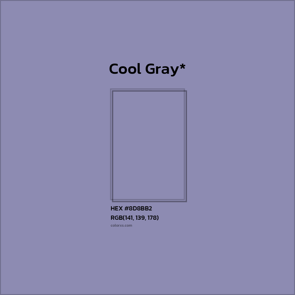 #8D8BB2 hex color. RGB, RYB, CMYK, HSL, HSV codes and color conversions. Matching color names, palettes, paints.