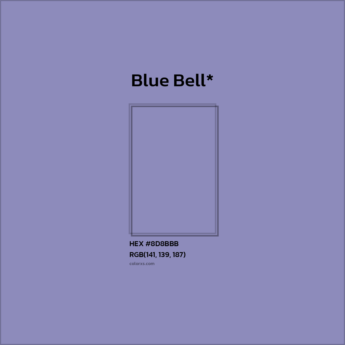 #8D8BBB hex color. RGB, RYB, CMYK, HSL, HSV codes and color conversions. Matching color names, palettes, paints.