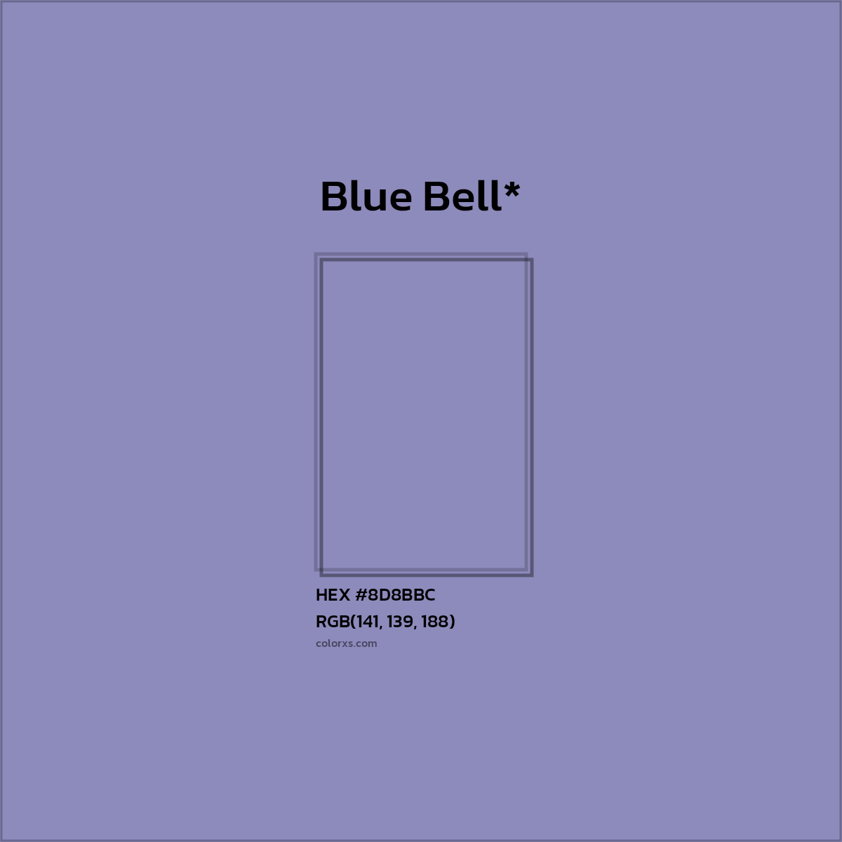#8D8BBC hex color. RGB, RYB, CMYK, HSL, HSV codes and color conversions. Matching color names, palettes, paints.