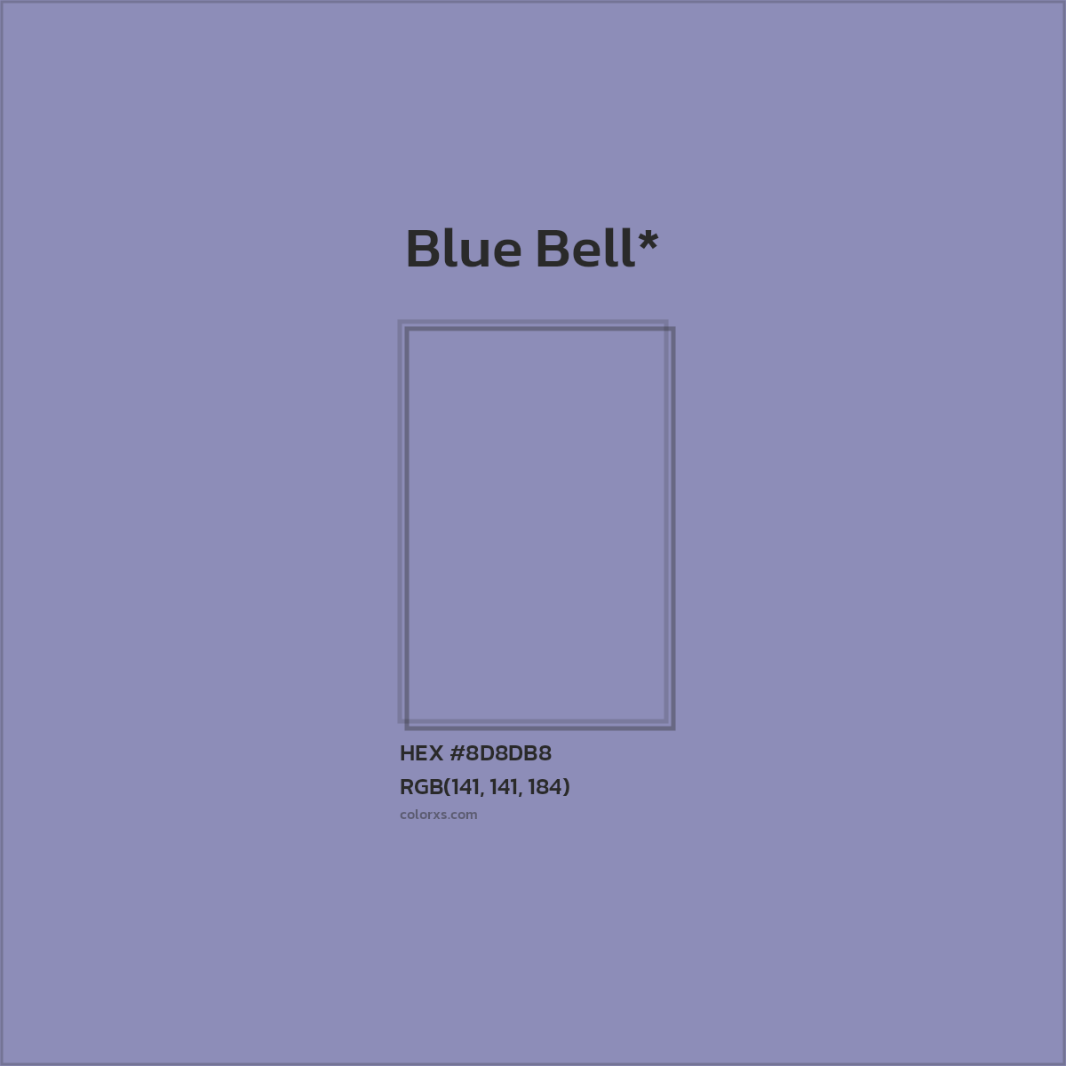 #8D8DB8 hex color. RGB, RYB, CMYK, HSL, HSV codes and color conversions. Matching color names, palettes, paints.