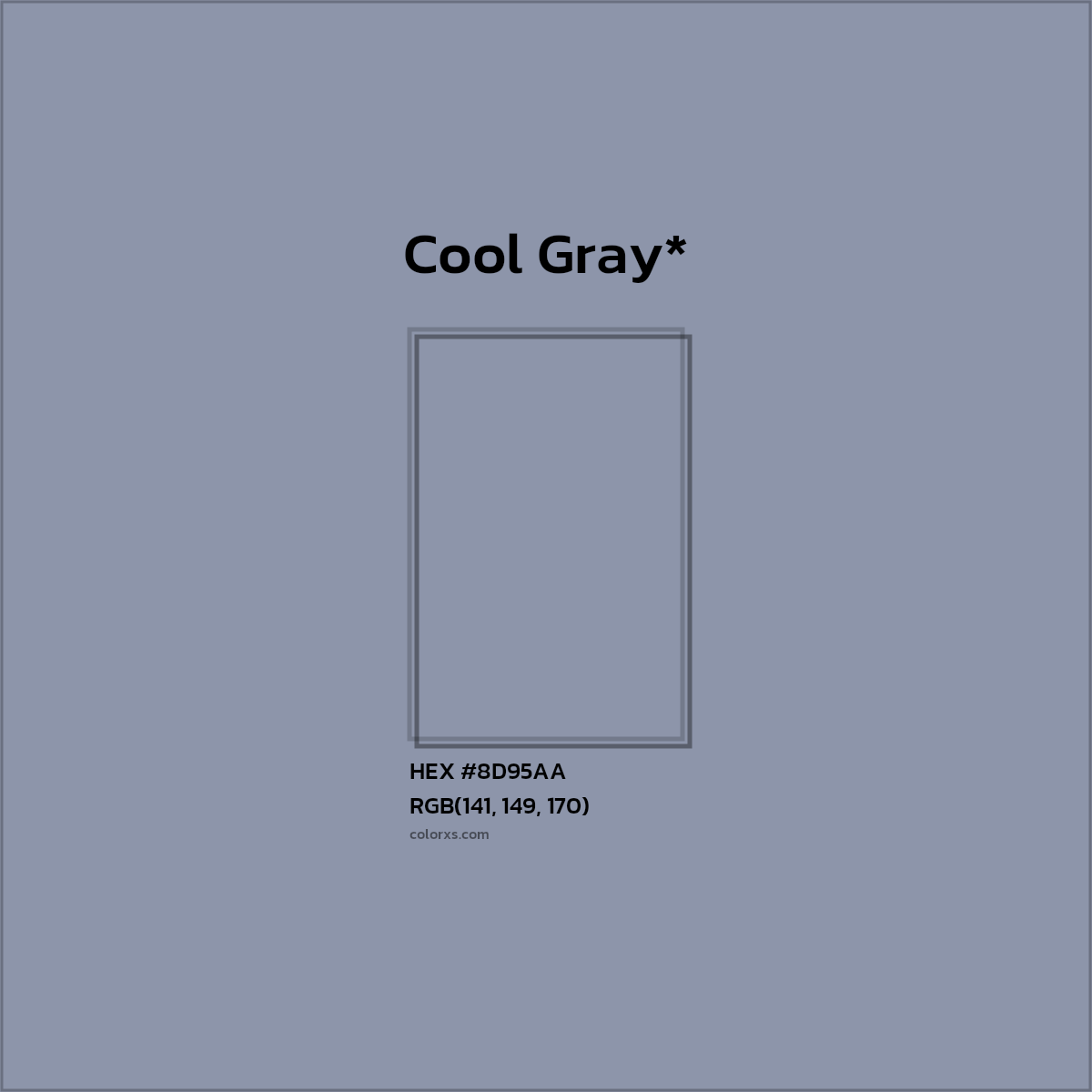 #8D95AA hex color. RGB, RYB, CMYK, HSL, HSV codes and color conversions. Matching color names, palettes, paints.