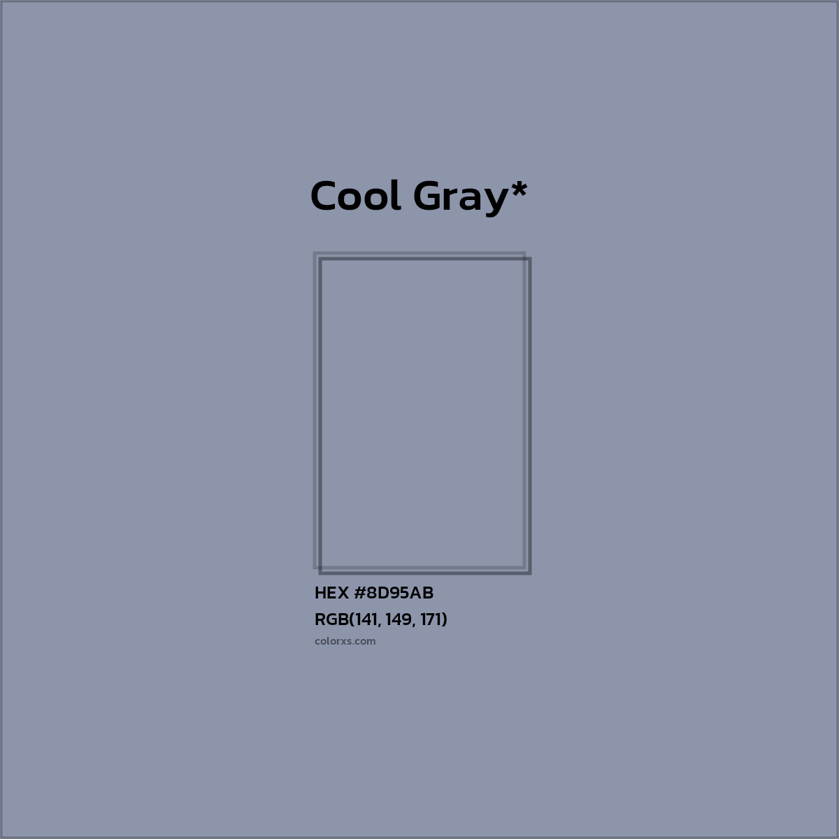#8D95AB hex color. RGB, RYB, CMYK, HSL, HSV codes and color conversions. Matching color names, palettes, paints.