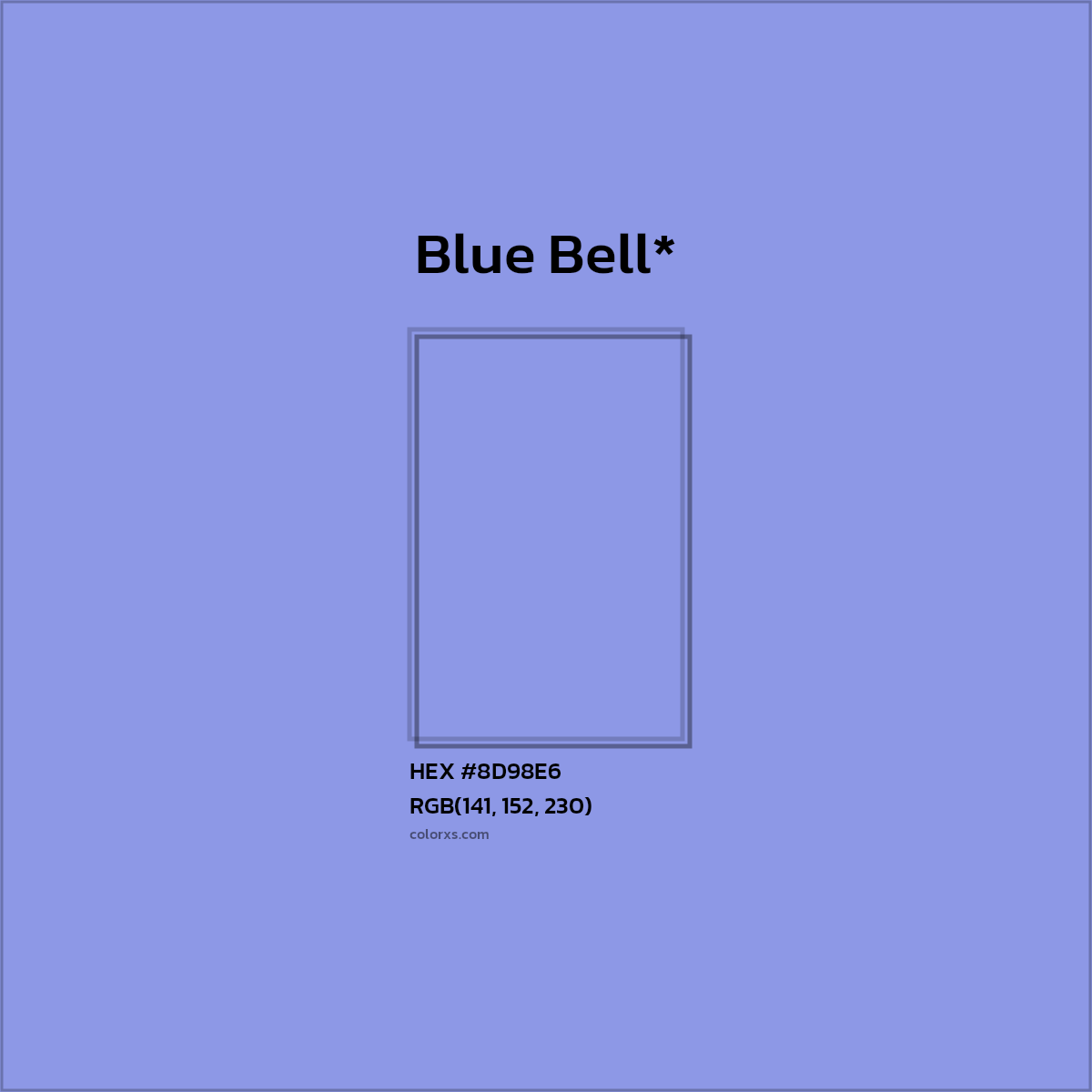 #8D98E6 hex color. RGB, RYB, CMYK, HSL, HSV codes and color conversions. Matching color names, palettes, paints.