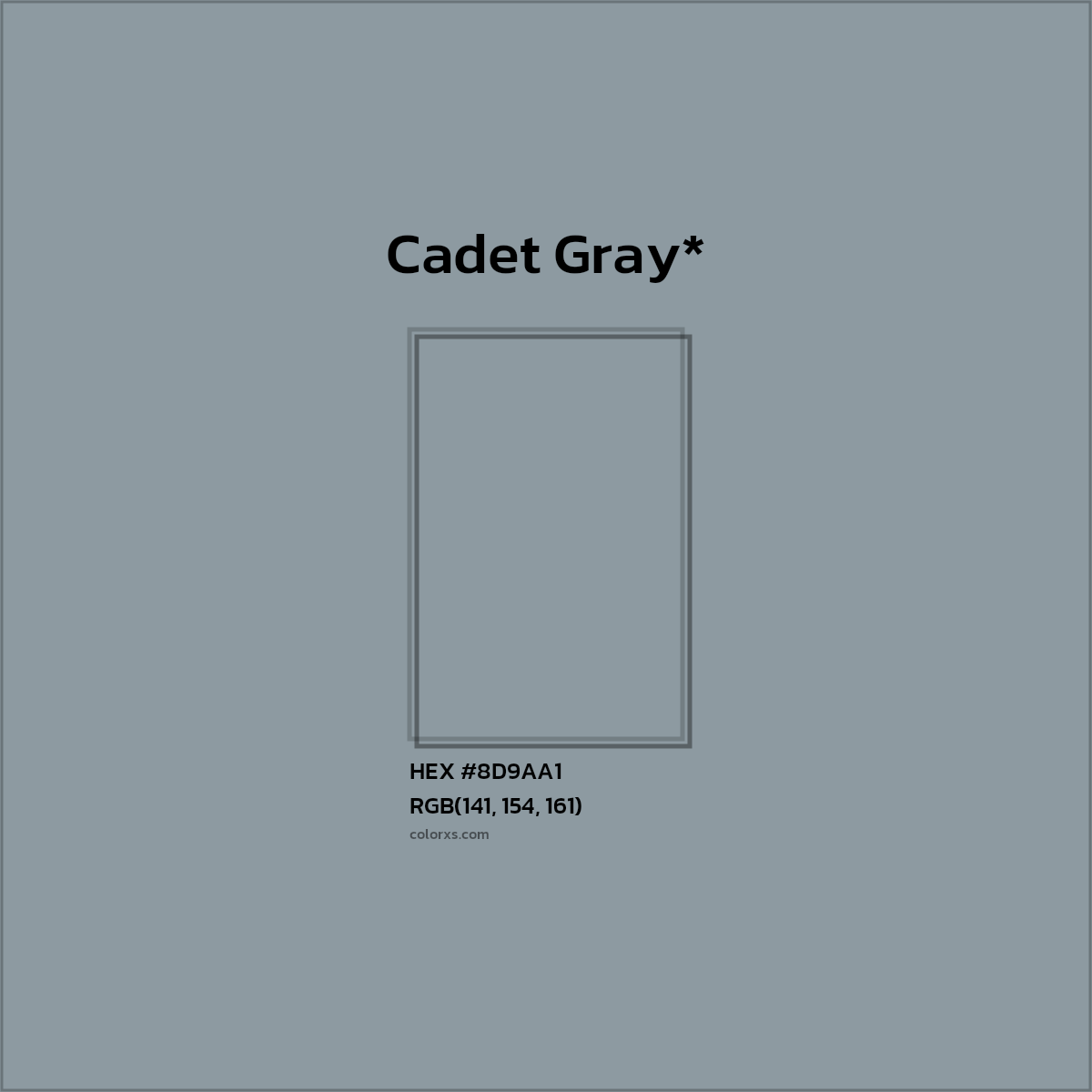 #8D9AA1 hex color. RGB, RYB, CMYK, HSL, HSV codes and color conversions. Matching color names, palettes, paints.