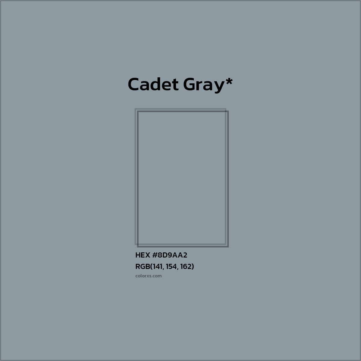 #8D9AA2 hex color. RGB, RYB, CMYK, HSL, HSV codes and color conversions. Matching color names, palettes, paints.