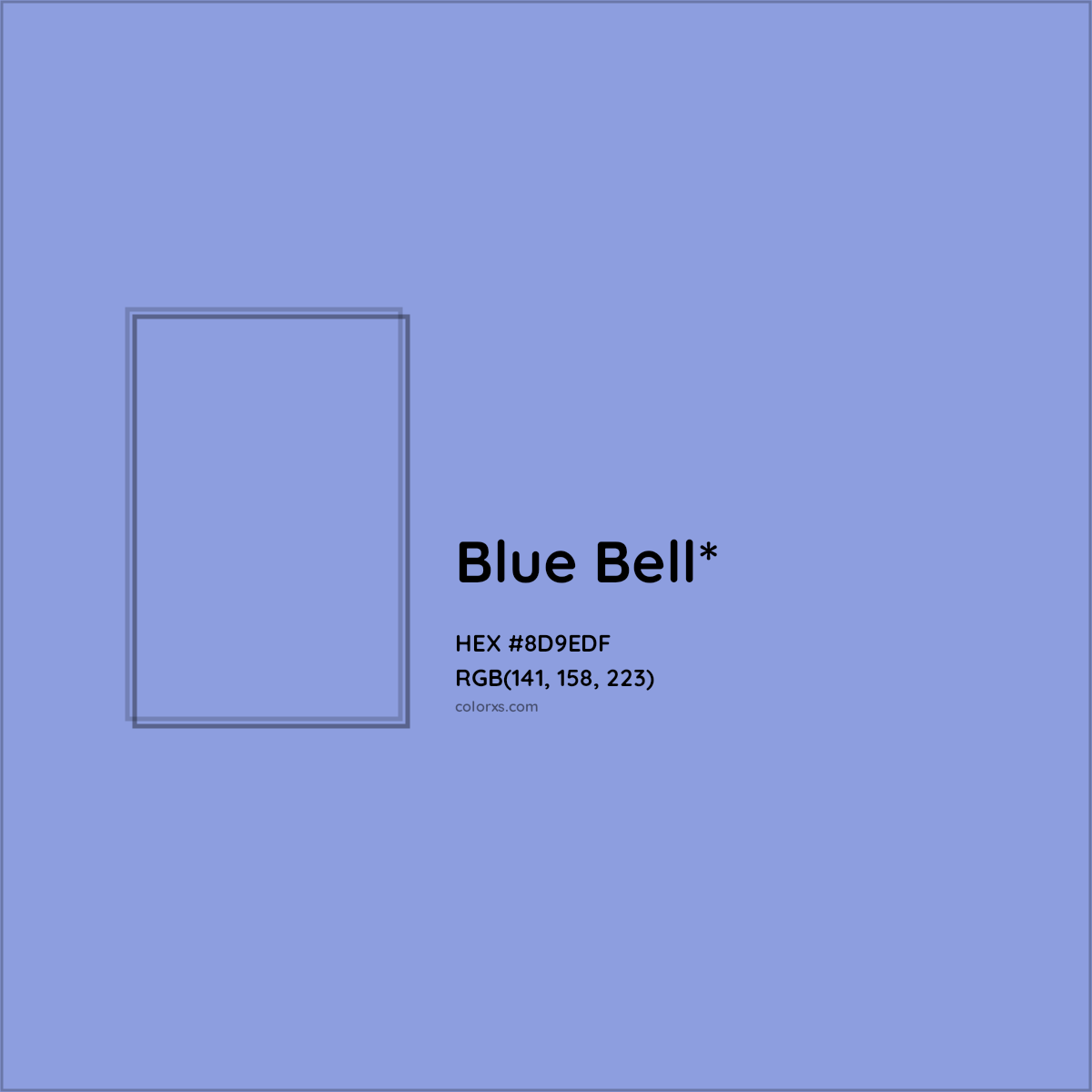#8D9EDF hex color. RGB, RYB, CMYK, HSL, HSV codes and color conversions. Matching color names, palettes, paints.