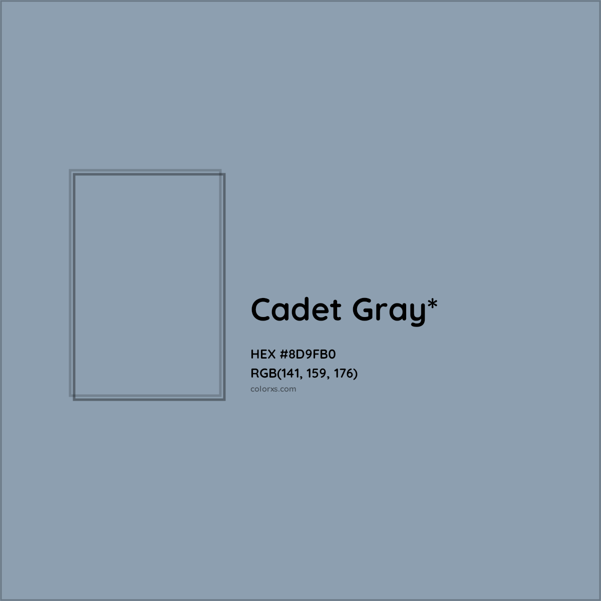 #8D9FB0 hex color. RGB, RYB, CMYK, HSL, HSV codes and color conversions. Matching color names, palettes, paints.