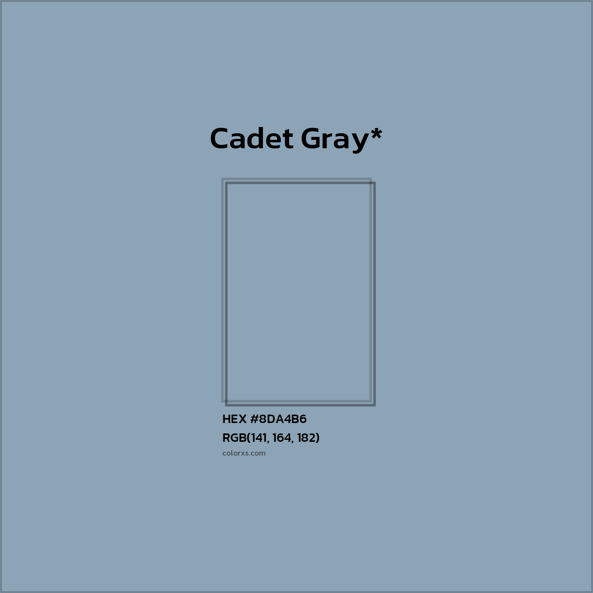 #8DA4B6 hex color. RGB, RYB, CMYK, HSL, HSV codes and color conversions. Matching color names, palettes, paints.