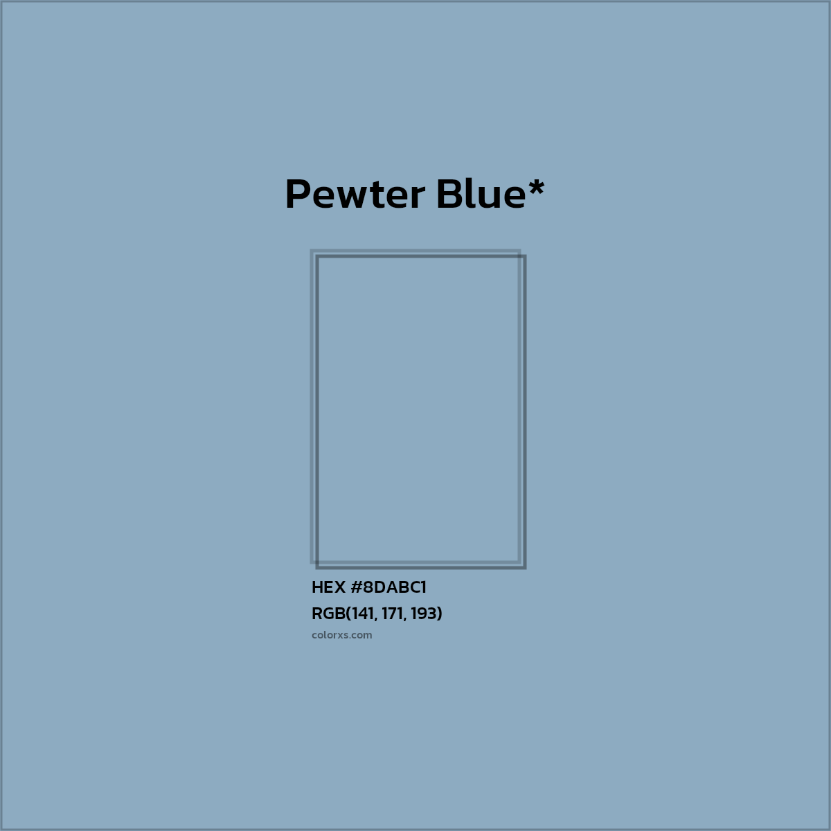 #8DABC1 hex color. RGB, RYB, CMYK, HSL, HSV codes and color conversions. Matching color names, palettes, paints.