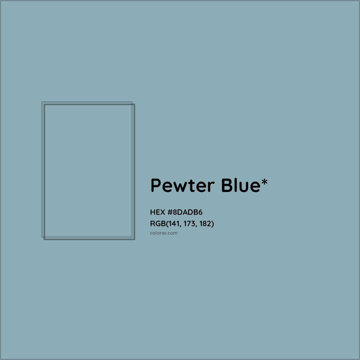 #8DADB6 hex color. RGB, RYB, CMYK, HSL, HSV codes and color conversions. Matching color names, palettes, paints.
