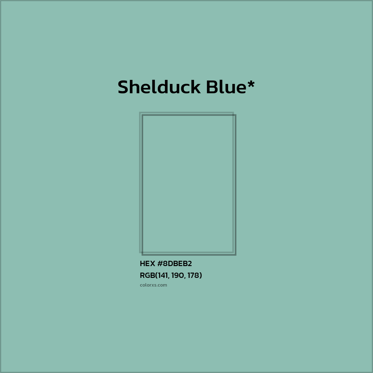 #8DBEB2 hex color. RGB, RYB, CMYK, HSL, HSV codes and color conversions. Matching color names, palettes, paints.