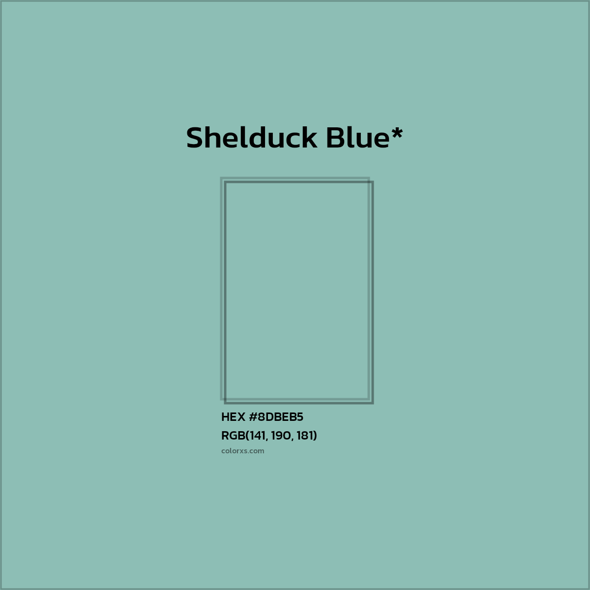 #8DBEB5 hex color. RGB, RYB, CMYK, HSL, HSV codes and color conversions. Matching color names, palettes, paints.