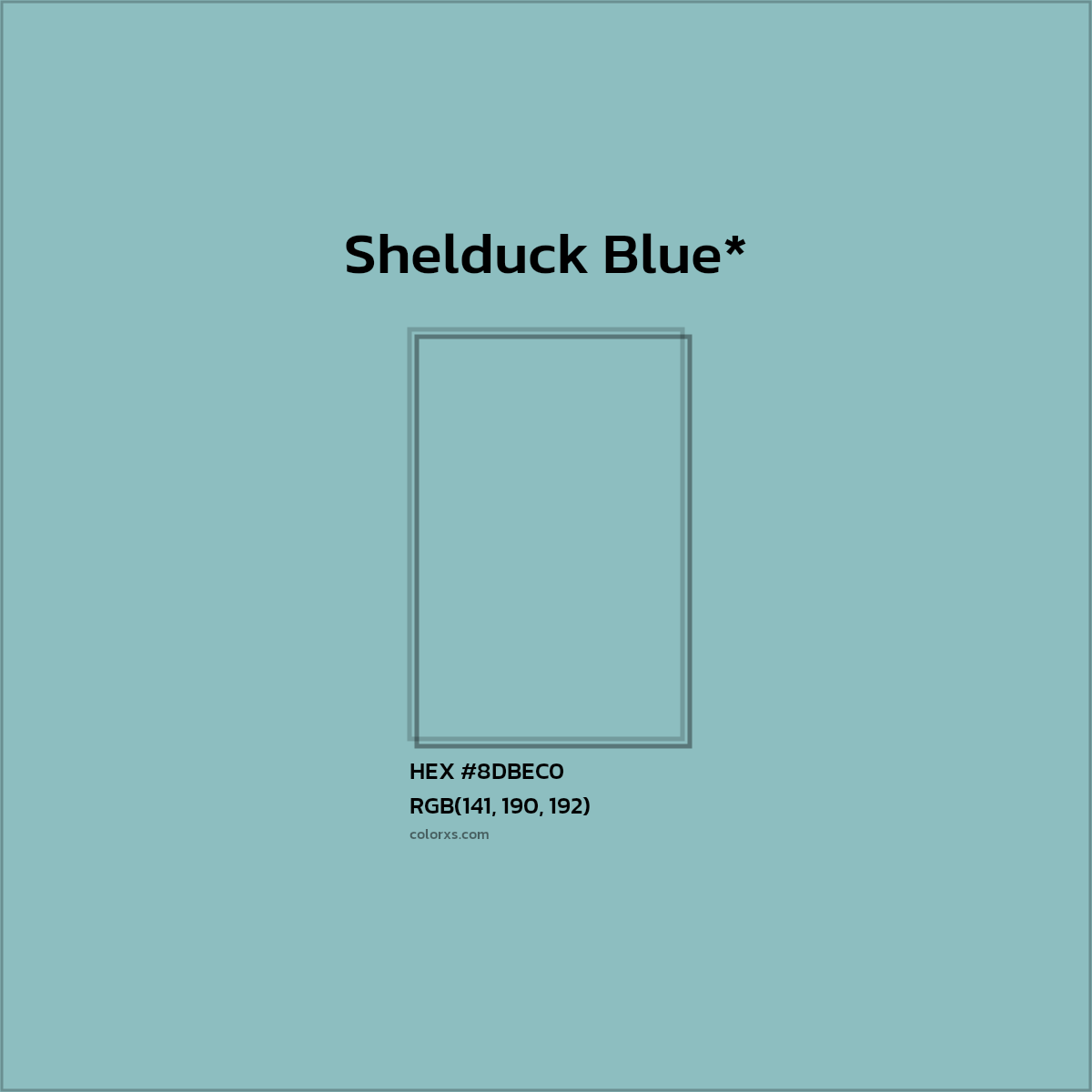 #8DBEC0 hex color. RGB, RYB, CMYK, HSL, HSV codes and color conversions. Matching color names, palettes, paints.