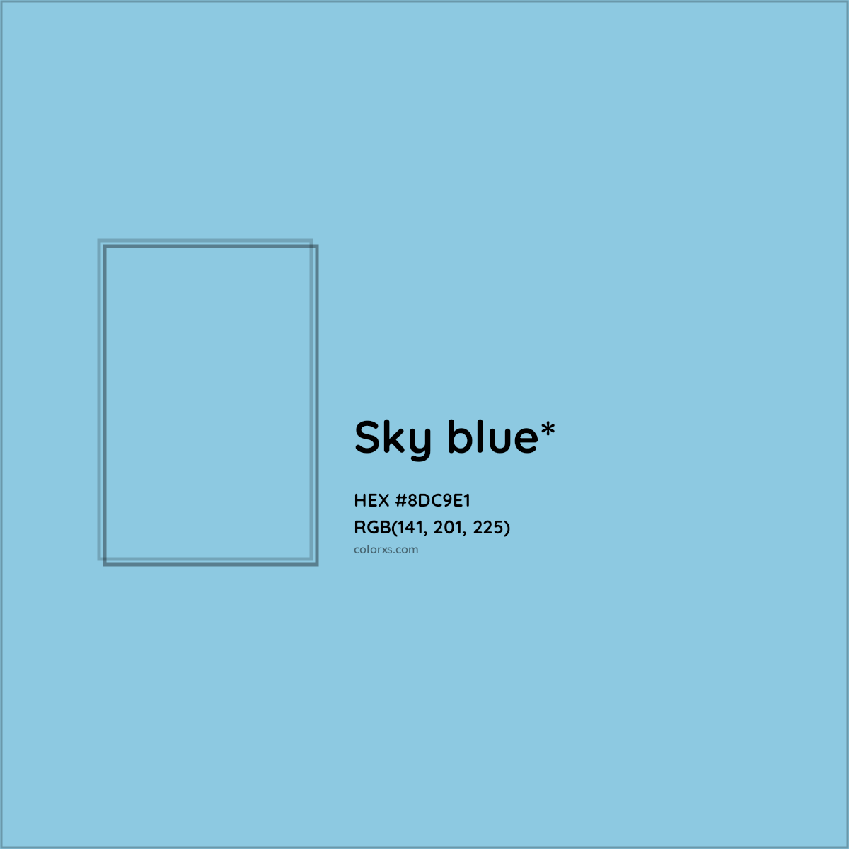 #8DC9E1 hex color. RGB, RYB, CMYK, HSL, HSV codes and color conversions. Matching color names, palettes, paints.