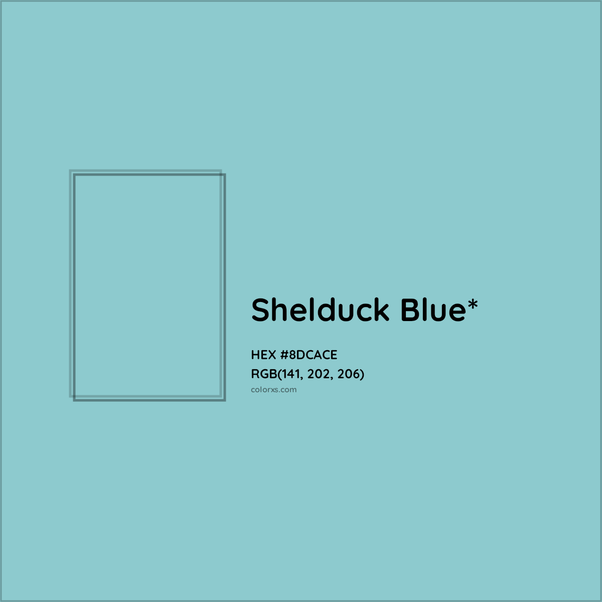 #8DCACE hex color. RGB, RYB, CMYK, HSL, HSV codes and color conversions. Matching color names, palettes, paints.