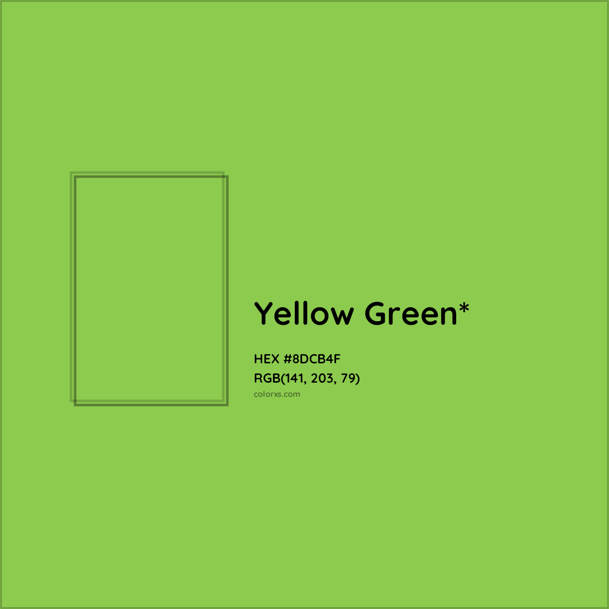 #8DCB4F hex color. RGB, RYB, CMYK, HSL, HSV codes and color conversions. Matching color names, palettes, paints.