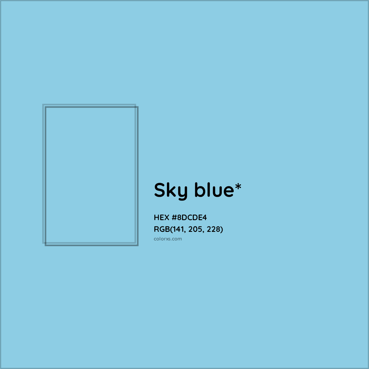 #8DCDE4 hex color. RGB, RYB, CMYK, HSL, HSV codes and color conversions. Matching color names, palettes, paints.