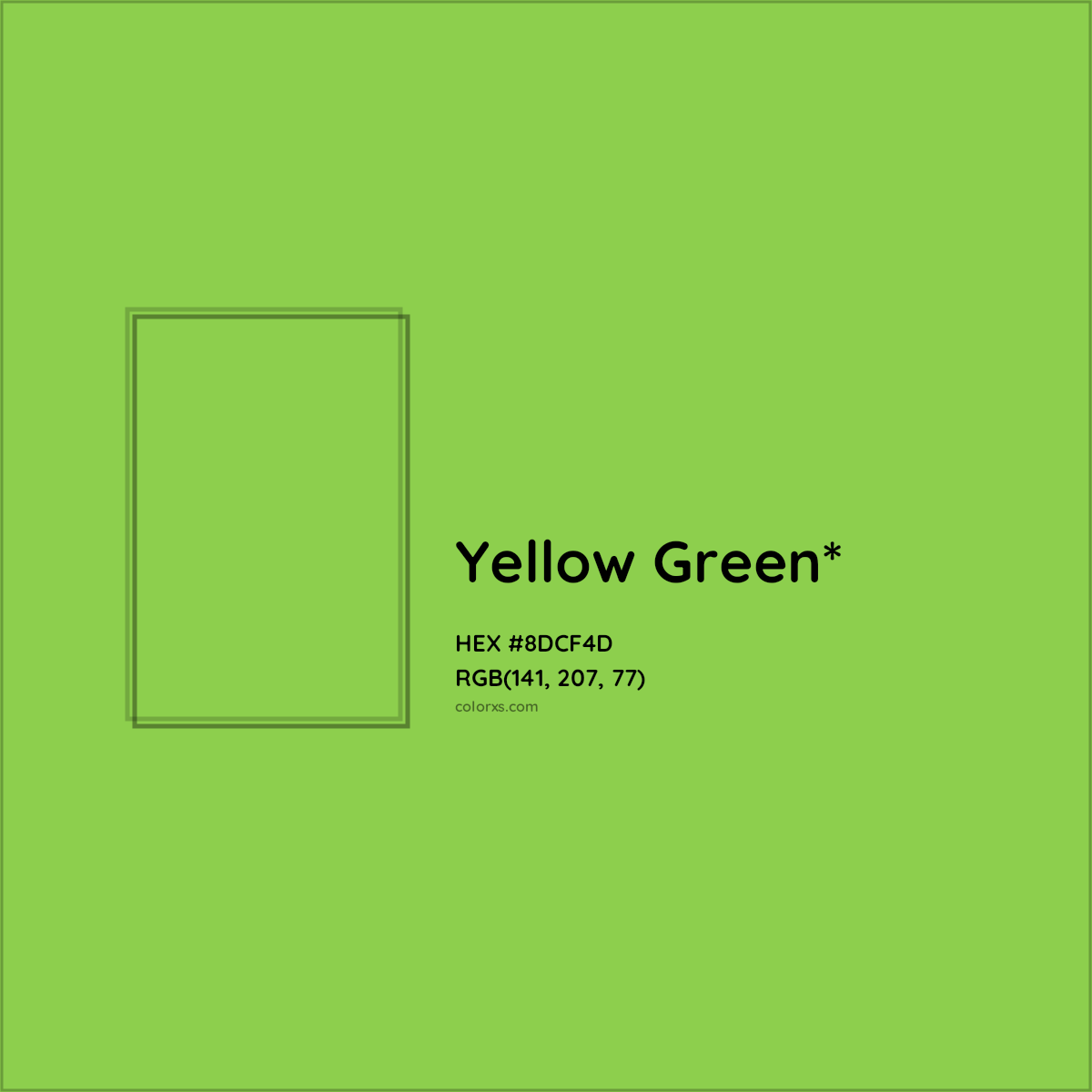 #8DCF4D hex color. RGB, RYB, CMYK, HSL, HSV codes and color conversions. Matching color names, palettes, paints.