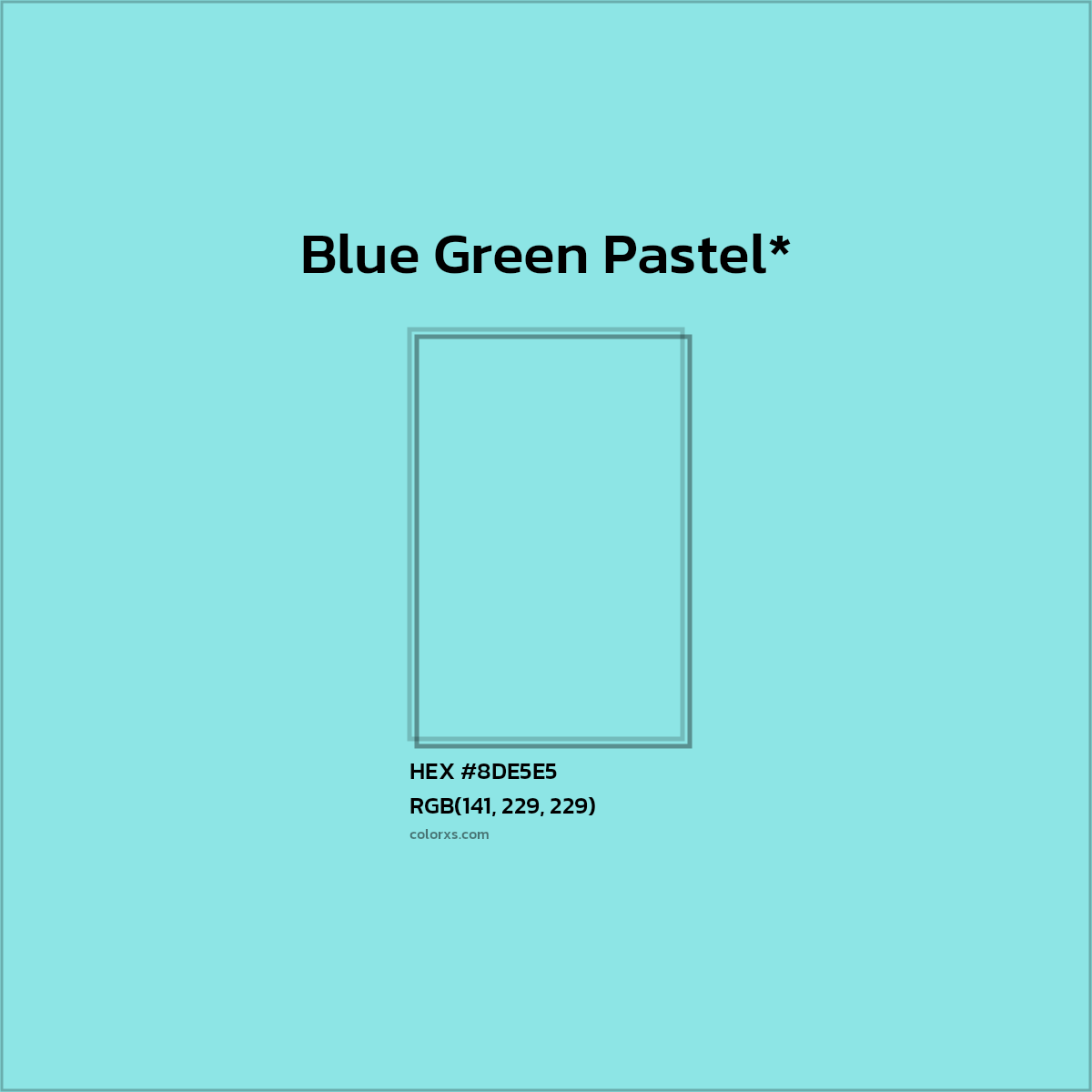 #8DE5E5 hex color. RGB, RYB, CMYK, HSL, HSV codes and color conversions. Matching color names, palettes, paints.