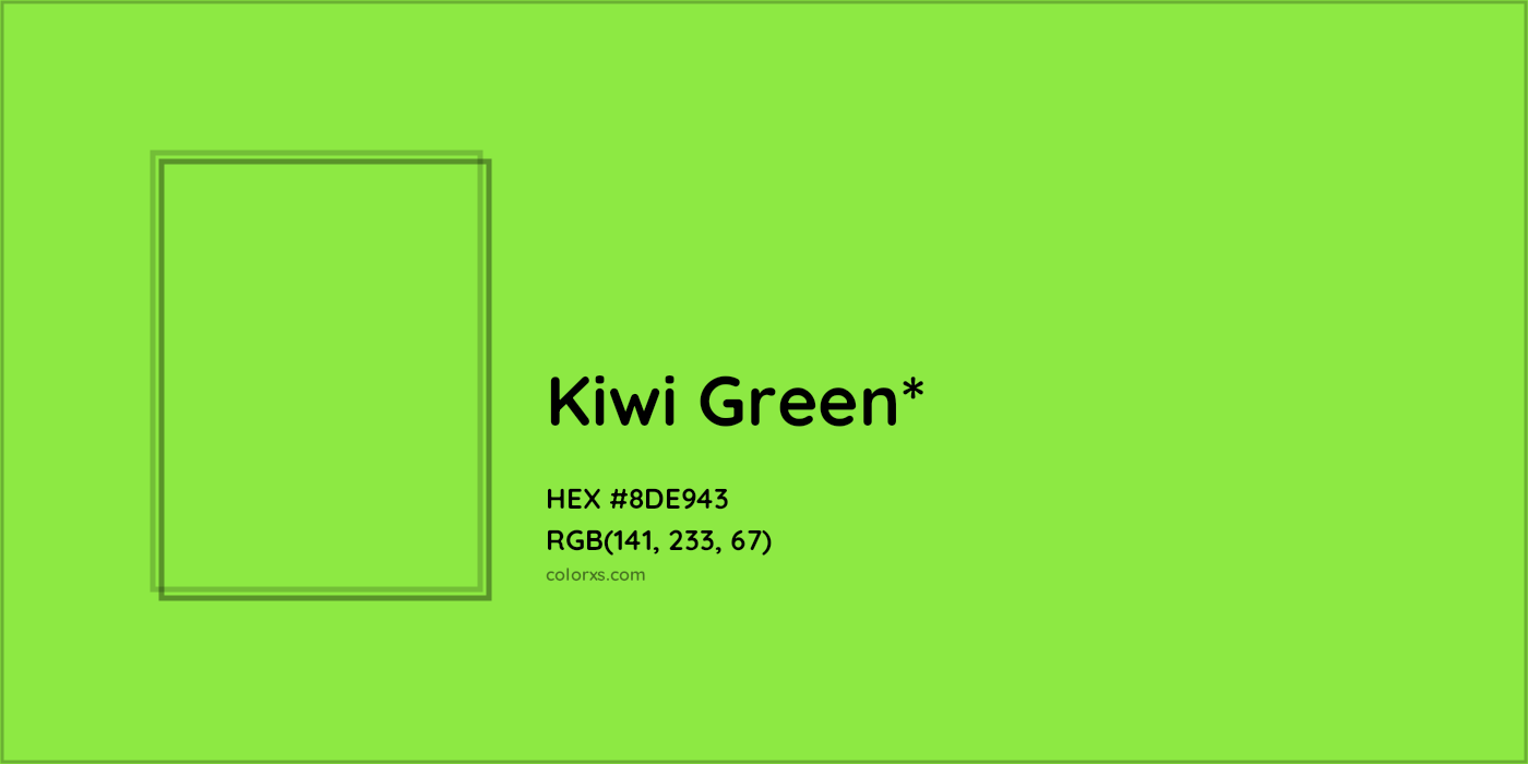 #8DE943 hex color. RGB, RYB, CMYK, HSL, HSV codes and color conversions. Matching color names, palettes, paints.