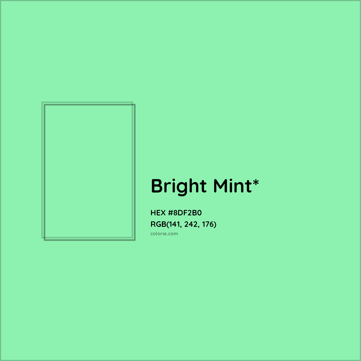 #8DF2B0 hex color. RGB, RYB, CMYK, HSL, HSV codes and color conversions. Matching color names, palettes, paints.