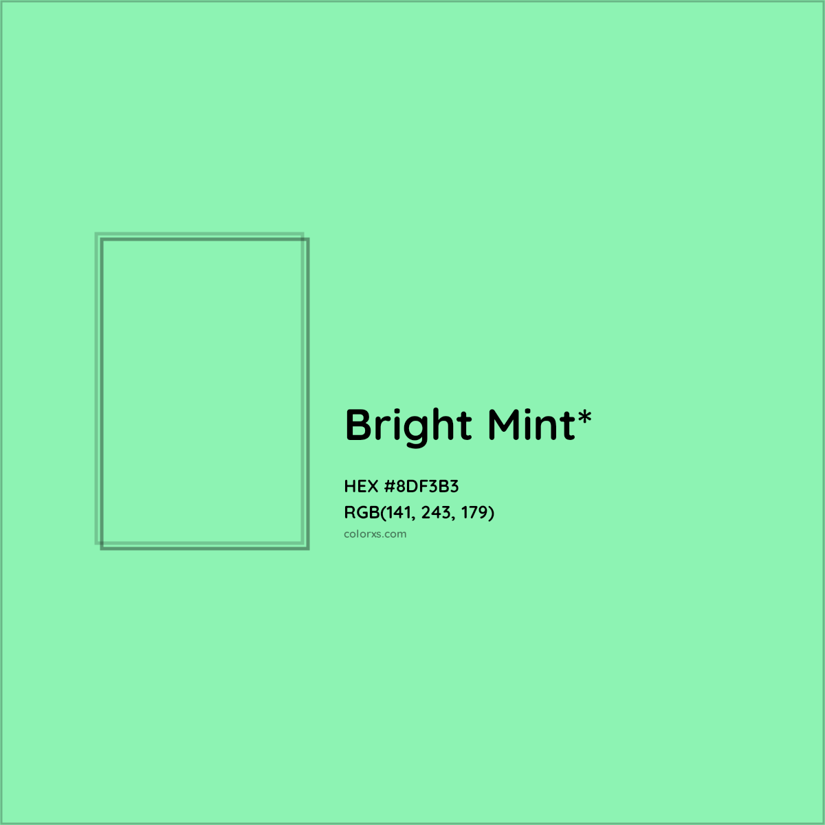 #8DF3B3 hex color. RGB, RYB, CMYK, HSL, HSV codes and color conversions. Matching color names, palettes, paints.