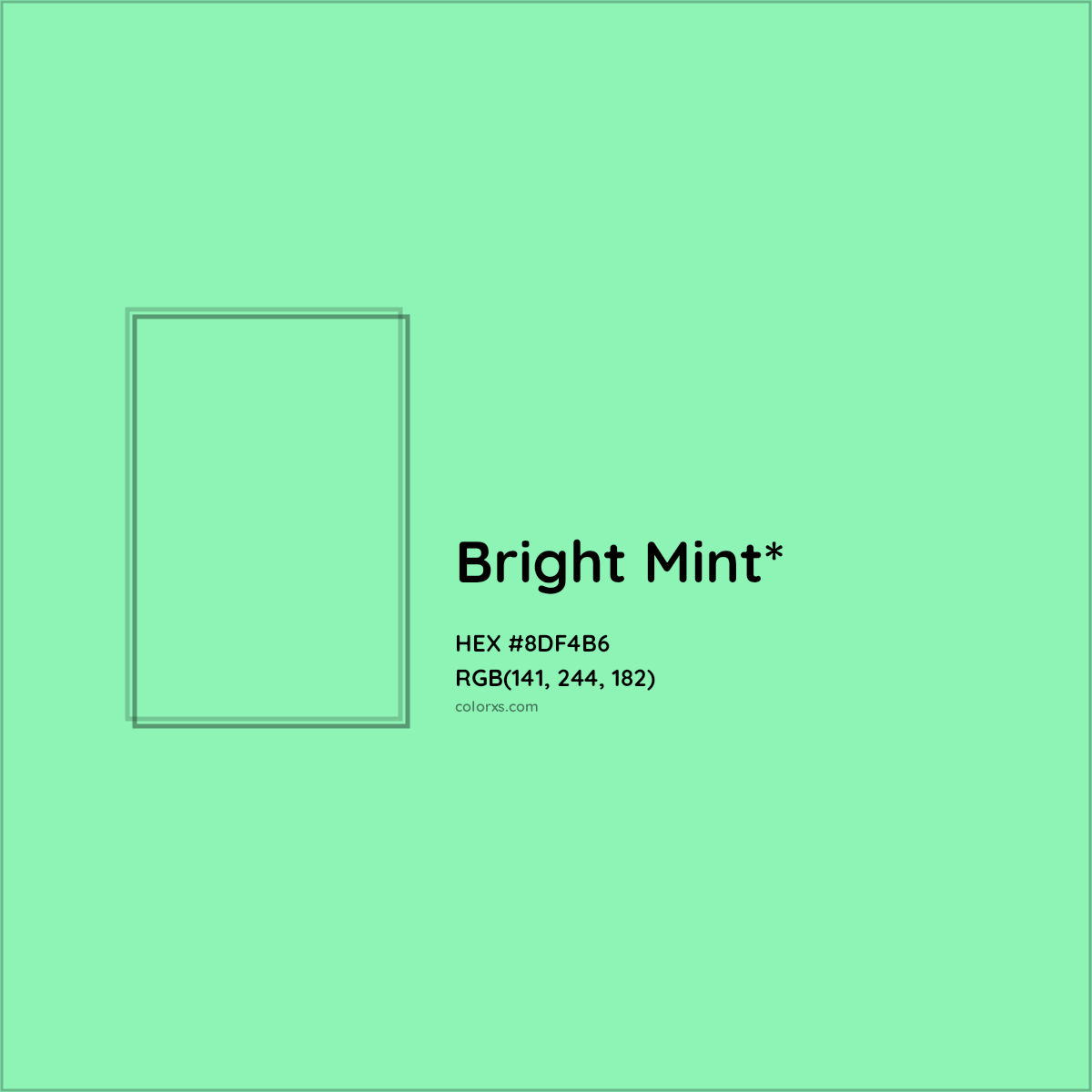 #8DF4B6 hex color. RGB, RYB, CMYK, HSL, HSV codes and color conversions. Matching color names, palettes, paints.