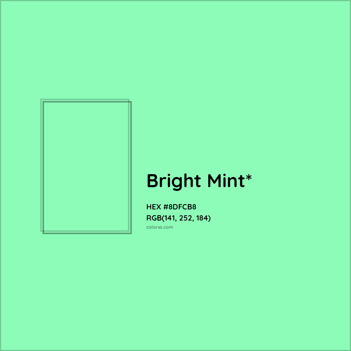#8DFCB8 hex color. RGB, RYB, CMYK, HSL, HSV codes and color conversions. Matching color names, palettes, paints.