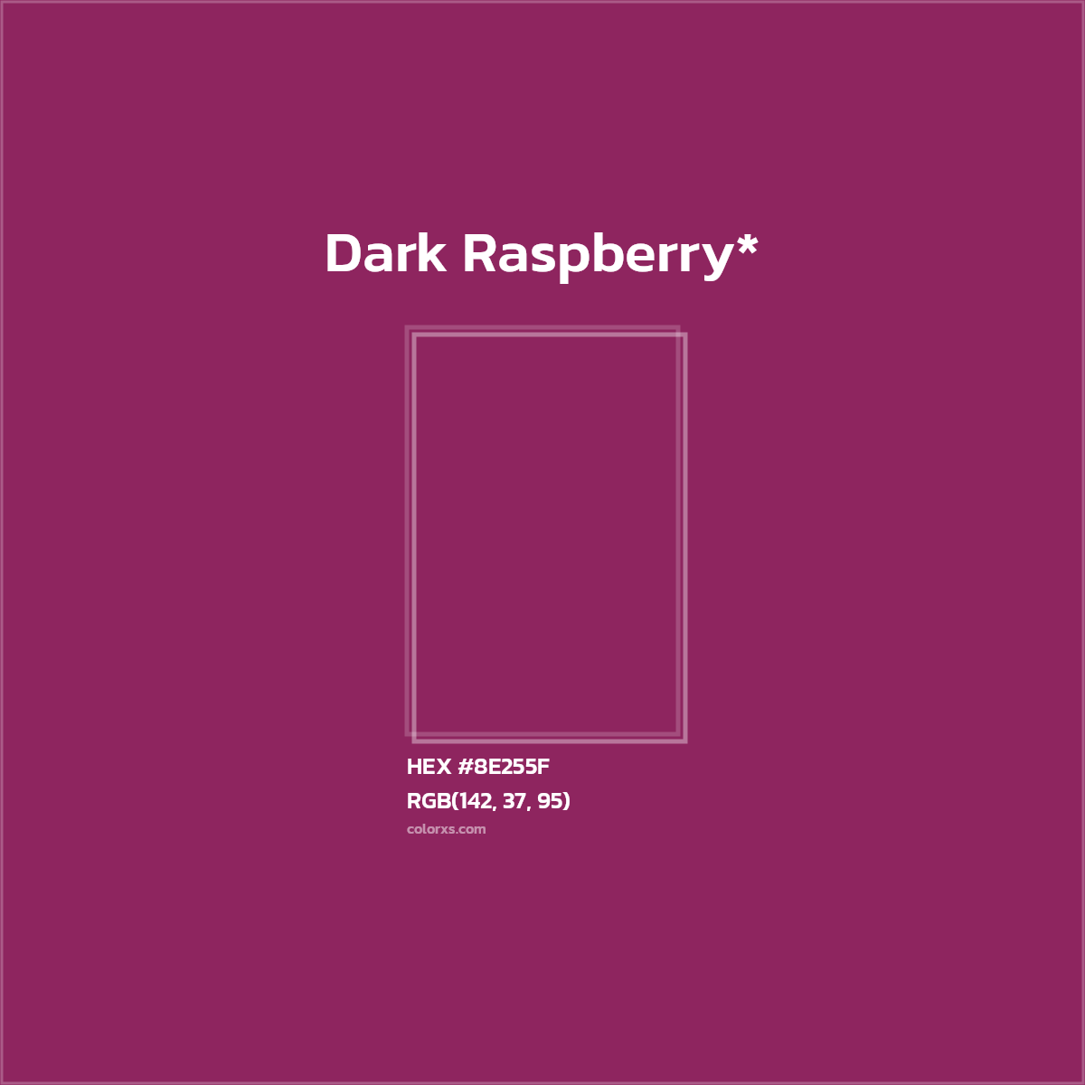 #8E255F hex color. RGB, RYB, CMYK, HSL, HSV codes and color conversions. Matching color names, palettes, paints.