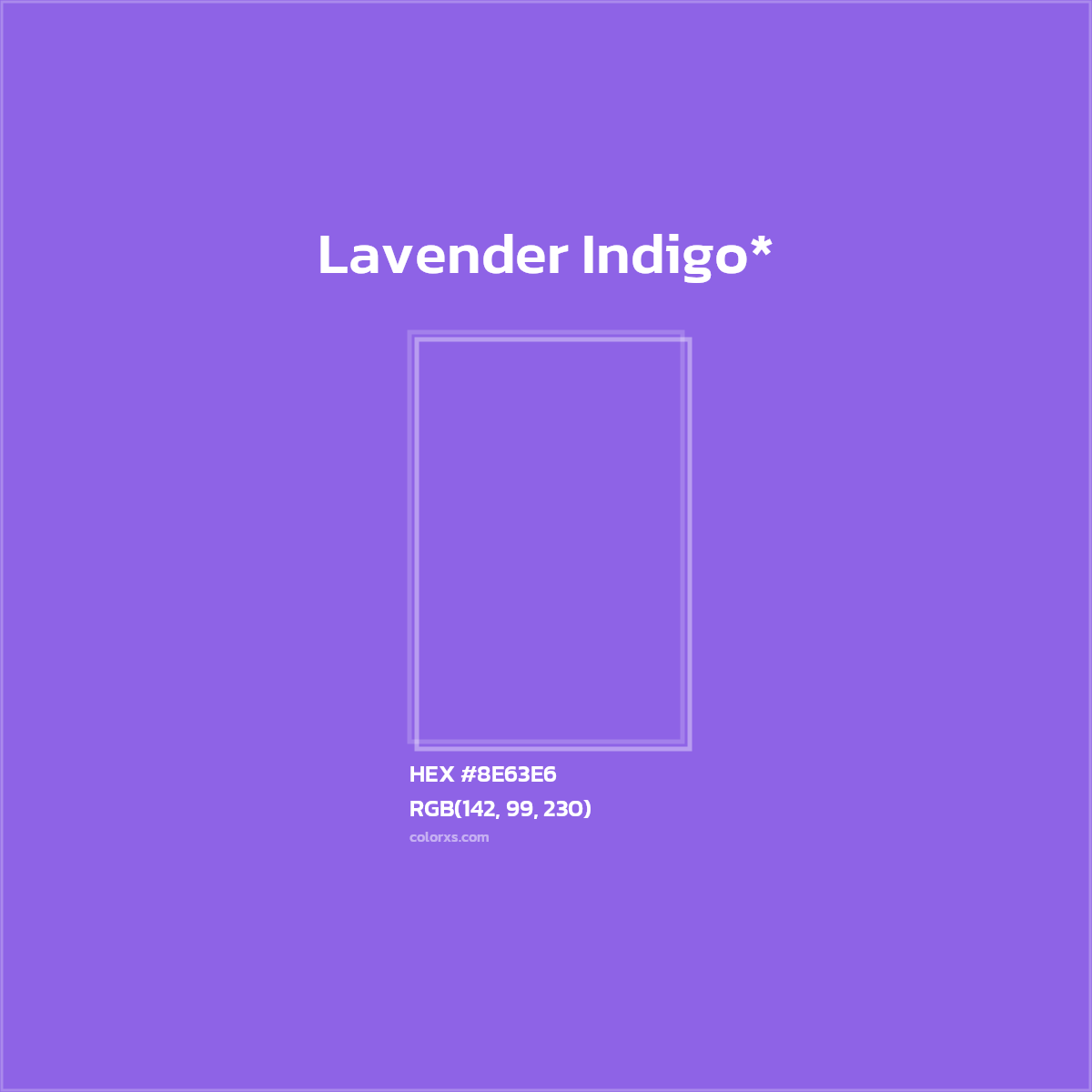 #8E63E6 hex color. RGB, RYB, CMYK, HSL, HSV codes and color conversions. Matching color names, palettes, paints.
