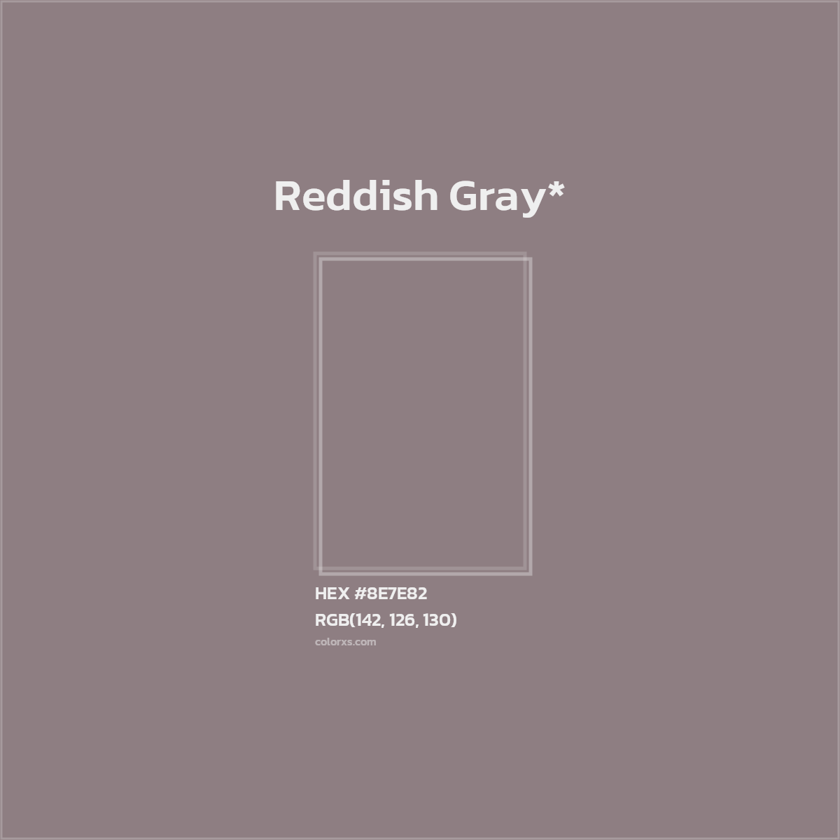 #8E7E82 hex color. RGB, RYB, CMYK, HSL, HSV codes and color conversions. Matching color names, palettes, paints.