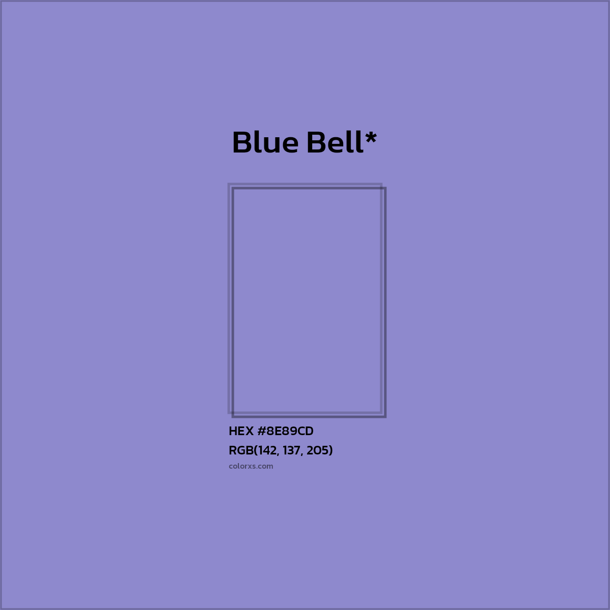 #8E89CD hex color. RGB, RYB, CMYK, HSL, HSV codes and color conversions. Matching color names, palettes, paints.