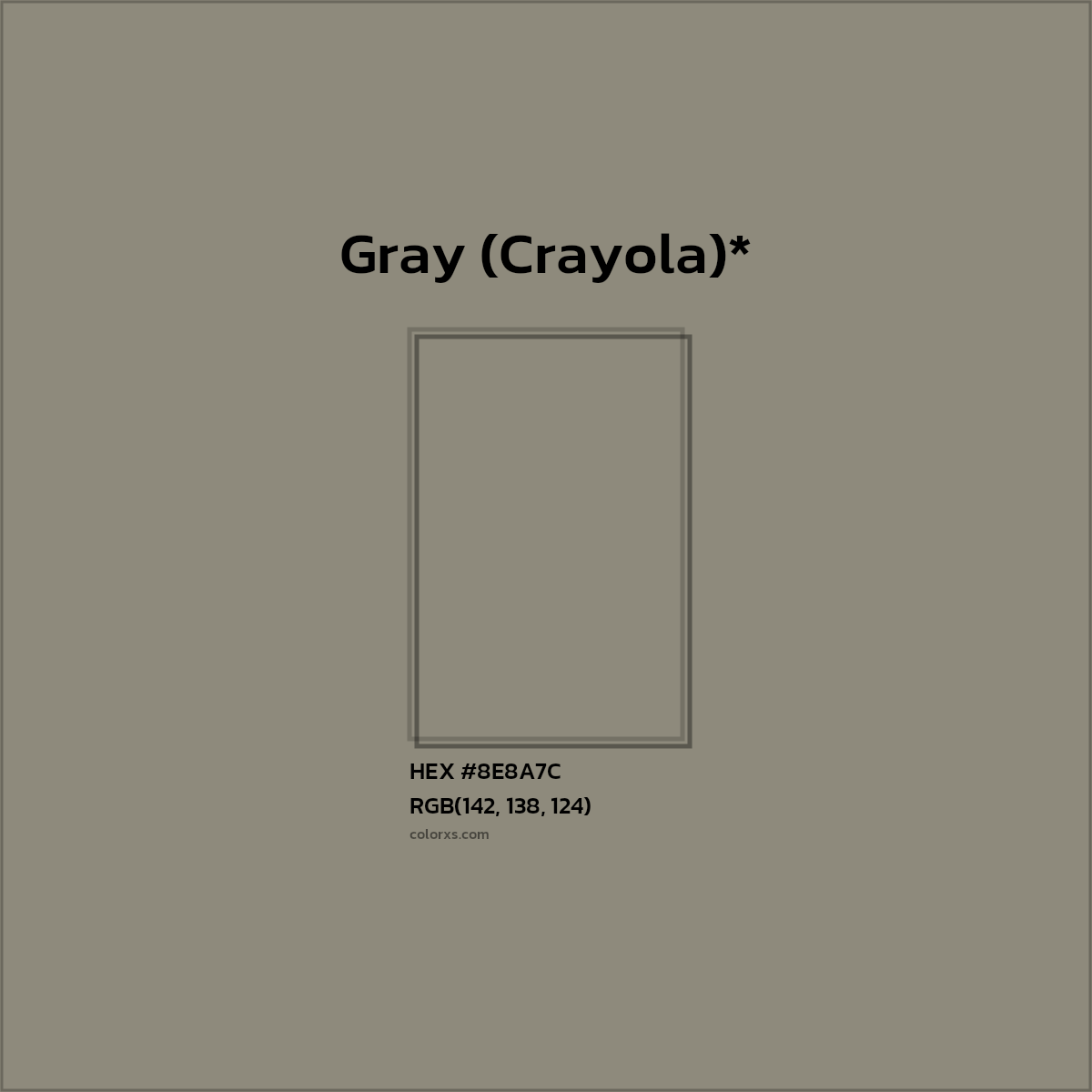 #8E8A7C hex color. RGB, RYB, CMYK, HSL, HSV codes and color conversions. Matching color names, palettes, paints.